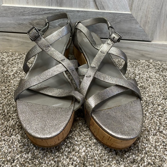 Eileen Fisher “Array” Strappy Cork Wedge Sandal 8 - Picture 8 of 14
